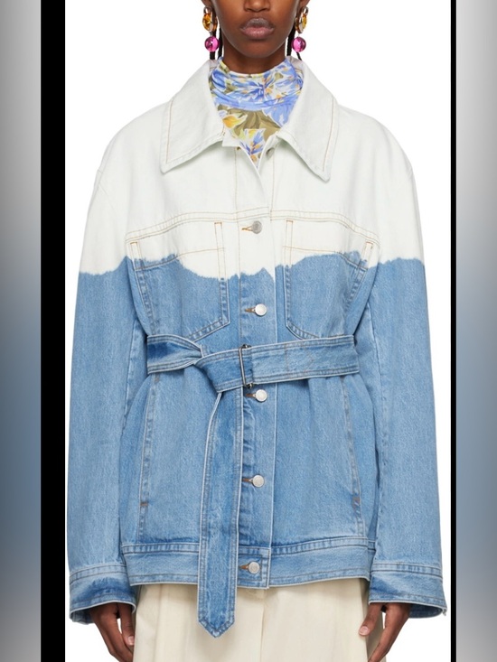 Dries Van Noten Jackets & Blazers - Dries Van Noten Blue and Off White Vega Denim Jacket